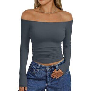 Off The Shoulder Long Sleeve Top – Y2K Going Out Blouse for Women
